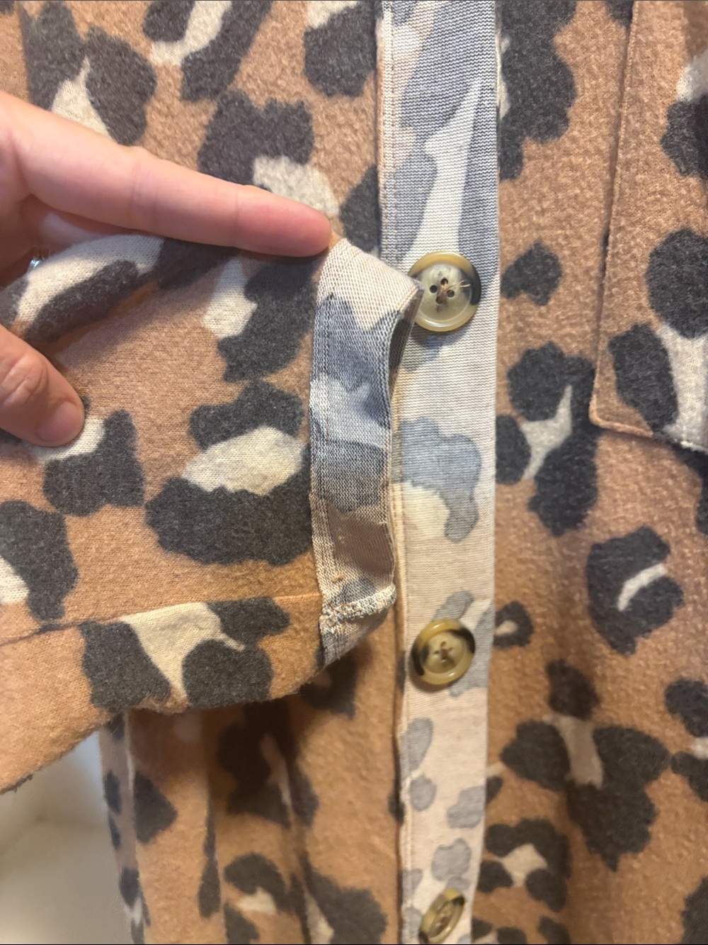 Leopard Print A-Line Button-Front Jacket - Brown/Cream - Picture 3 of 7